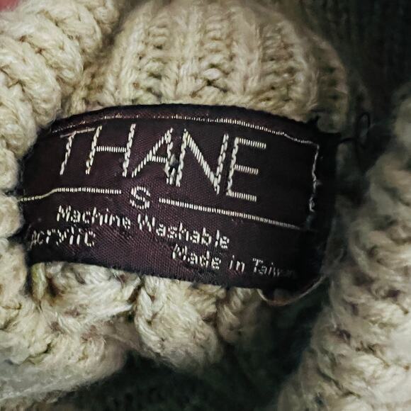 Vintage Thane Cowl Neck Grandpa Sweater Button Long Sleeve Cream - S RESHOOT TAG - Picture 4 of 5